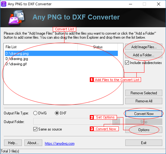 How to convert PNG to DXF